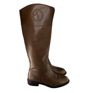 Franco Sarto Women Riding Boots Knee High Sz 7.5 M Brown Leather 17 Inches Tall